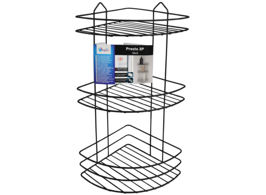 Półka łazienkowa Presto 3P narożna czarna mat Sepio