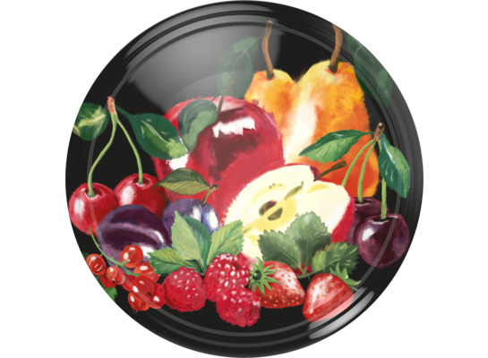 Zakrętka fi82/6 owoce 10 sztuk czarna mix wzorów