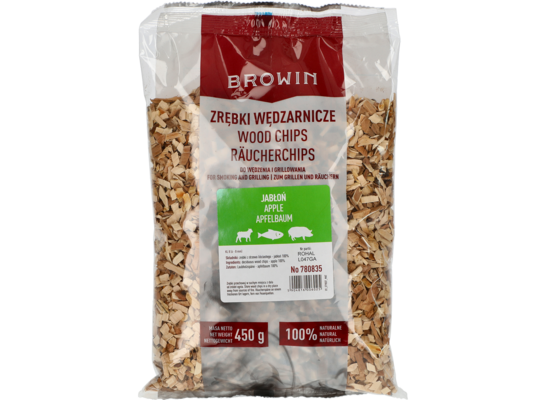 Zrębki wędzarnicze jabłoń 450 g klasa 8 Browin