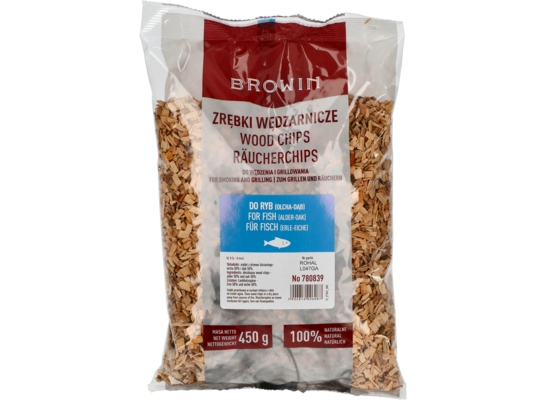 Zrębki wędzarnicze dębowo-olchowe do ryb 450 g klasa 8 Browin