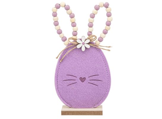 Figurka filcowa zając 11 x 4 x 22 cm dekoracja fioletowe koraliki