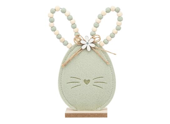 Figurka filcowa zając 11 x 4 x 22 cm dekoracja zielone koraliki