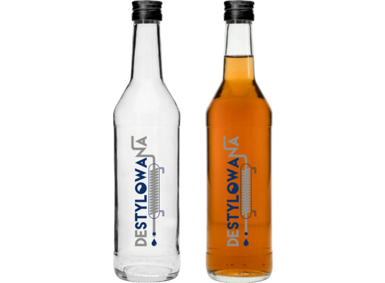 Butelka 500 ml z zakrętką i nadrukiem Destylowana 1 sztuka