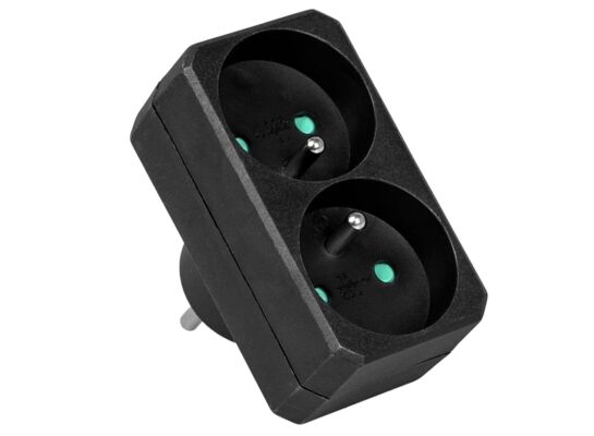 Rozgałęźnik sieciowy dwu gniazdowy z uziemieniem 3500 W 230 V czarny VA0131B Vayox