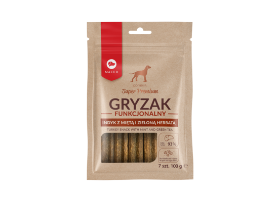 Gryzak funkcjonalny indyk z miętą i zieloną herbatą 100 g Maced