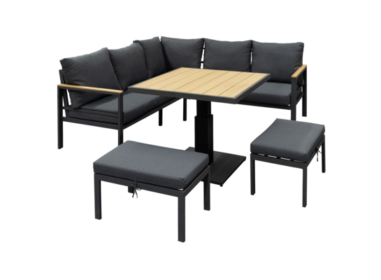 Zestaw mebli z podnoszonym stołem czarny-grafit