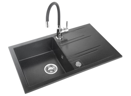 Zlewozmywak z baterią 48 x 78 cm grafitowy FERRO