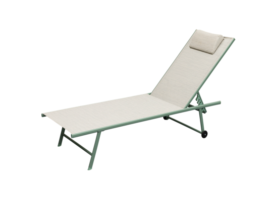 Leżanka pozycyjna z poduszką 185 x 55 x wys. 97/32 cm beżowo-miętowa