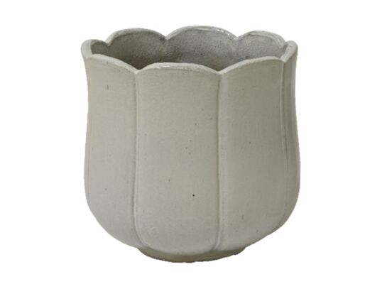Osłonka z terakoty tulipan śr. 32,5 cm biały