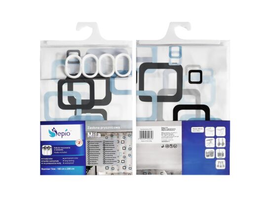 Zasłonka prysznicowa Mila 180 x 200 cm biała