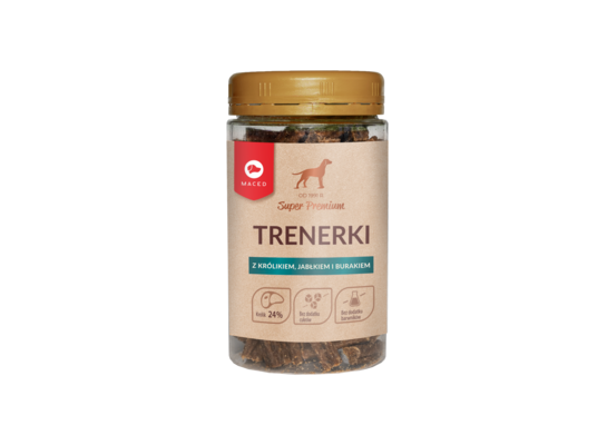 Trenerki dla psa królik z jabłkiem i burakiem 150 g Super Premium Maced