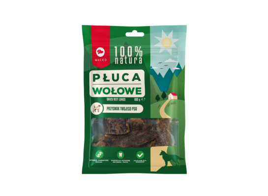 Przysmak dla psa 100% NATURA płuca wołowe 100 g Maced
