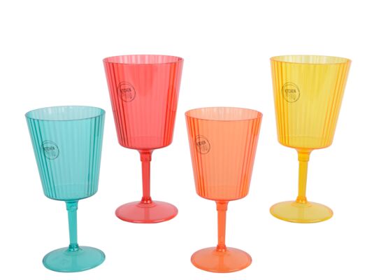 Kieliszek na wino plastikowy 400 ml różne kolory 4 szt.