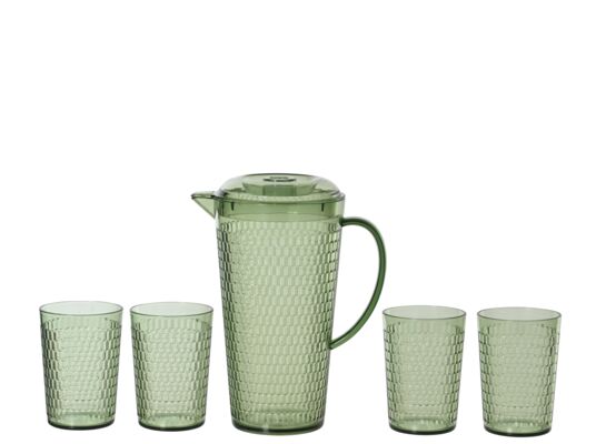 Zestaw plastikowy do napojów dzbanek +szklanki zielony jasny