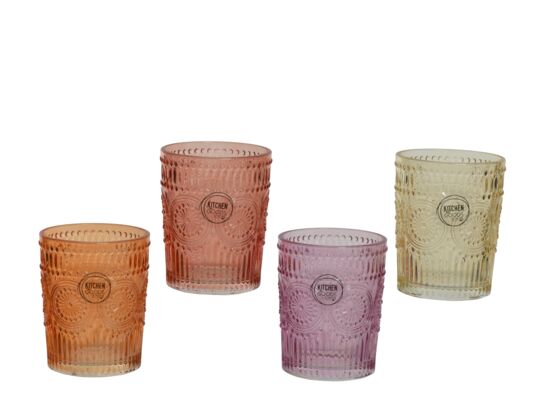 Szklanka ozdobna 300 ml kremowy/pomarańczowy/fiolet 1 szt.