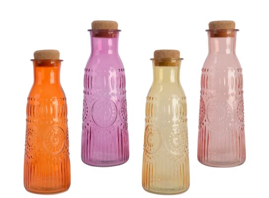 Karafka szklana z korkiem 1 l różne kolory 1 szt.