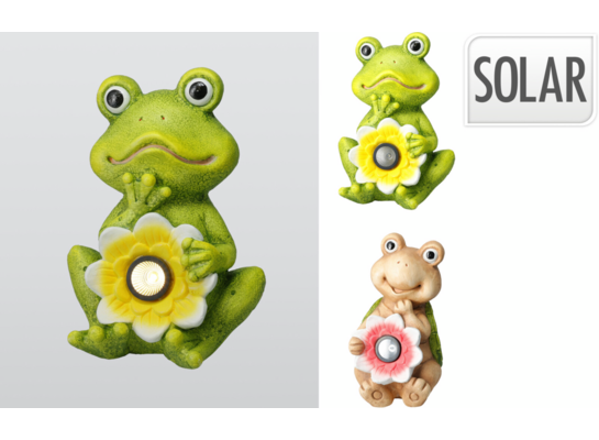 Lampka solarna żaba/żółw 34 cm różne kolory