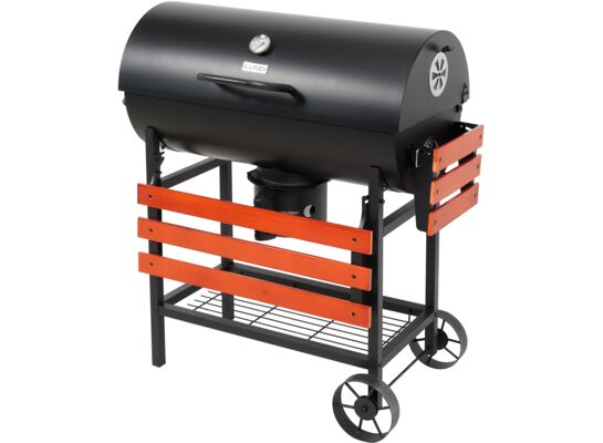 Grill węglowy z drewnianymi półkami