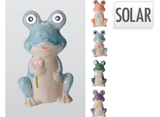 Żaba lampka solarna 17cm 4ass clr