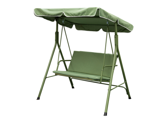 Huśtawka dwuosobowa z poduszkami i daszkiem oliwkowa