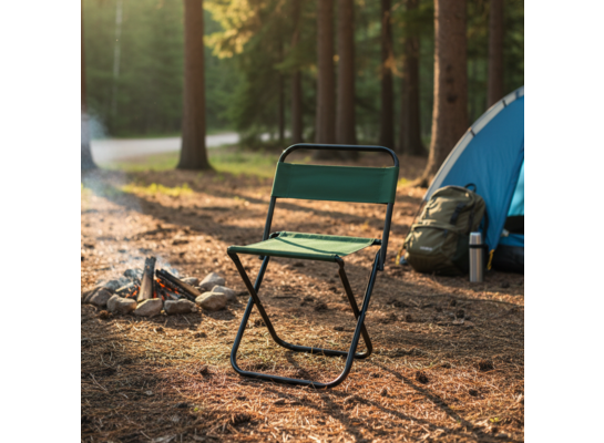 Krzesełko turystyczne składane z oparciem oliwkowe
