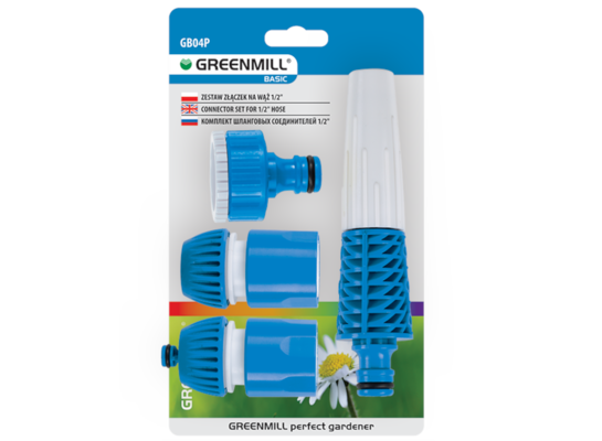 Zestaw złączek na wąż 1/2” z końcówką zraszającą