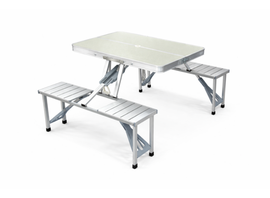 Zestaw składanych mebli kempingowych stół + 4 taborety beżowe