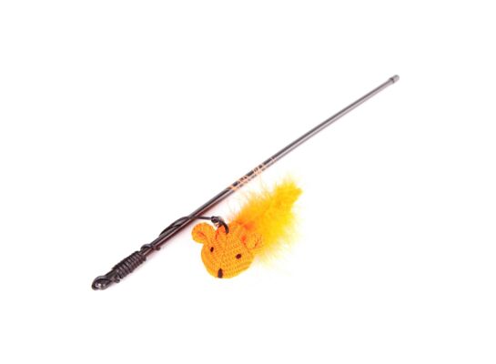 Wędka z myszką z włóczki mix kolorów Dingo