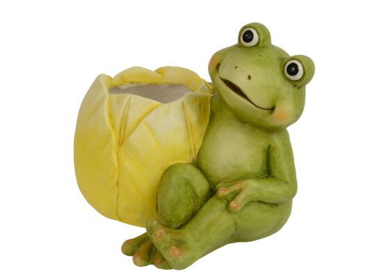 Figurka żaba z magnezji z miejscem na kwiat