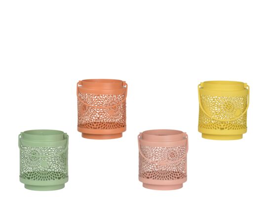 Lampion metalowy z rączką ażurowy mix kolorów