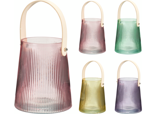 Szklany lampion z rączką mix kolorów