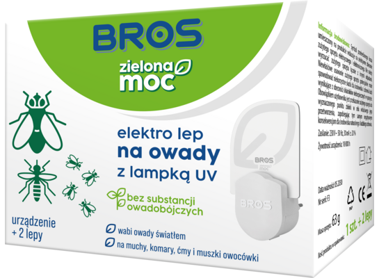 Elektro lep na owady z lampką UV - urządzenie + 2 lepy Zielona Moc