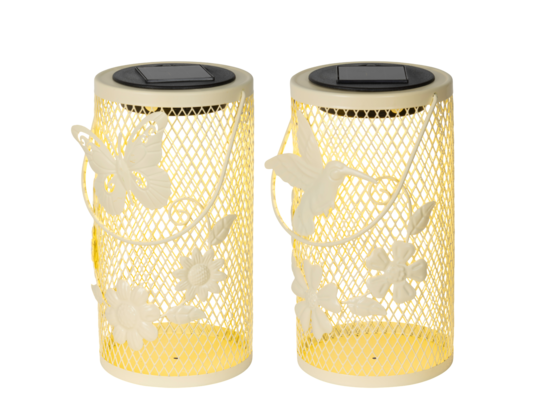 Latarenka solarna LED ażurowa off-white 2 wzory