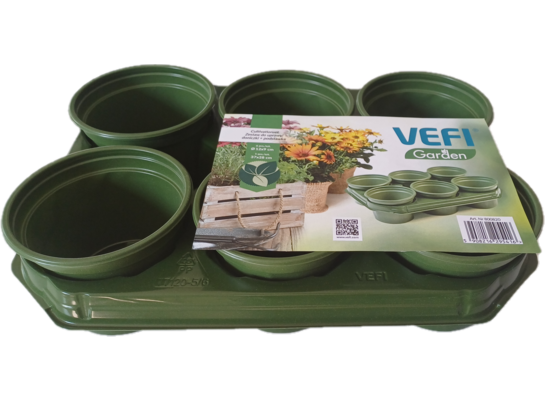 Zestaw do uprawy 6 doniczek 12 cm. z podstawką VEFI