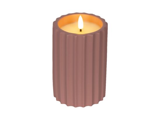 Świeca ryflowana LED średnia różowa