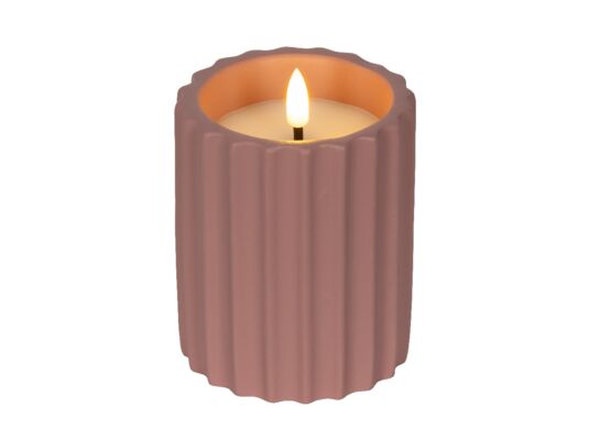 Świeca ryflowana LED mała różowa