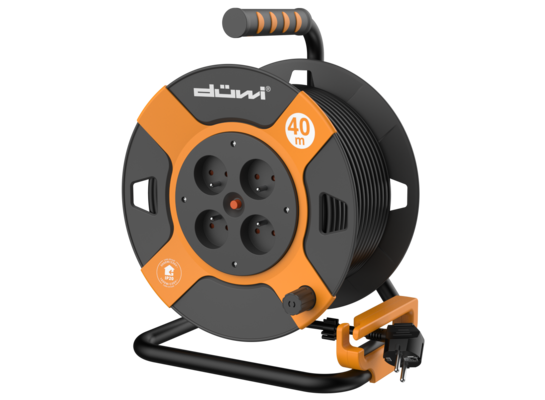 Przedłużacz bębnowy 3x1,5 40 m czarno-pomarańczowy DUWI