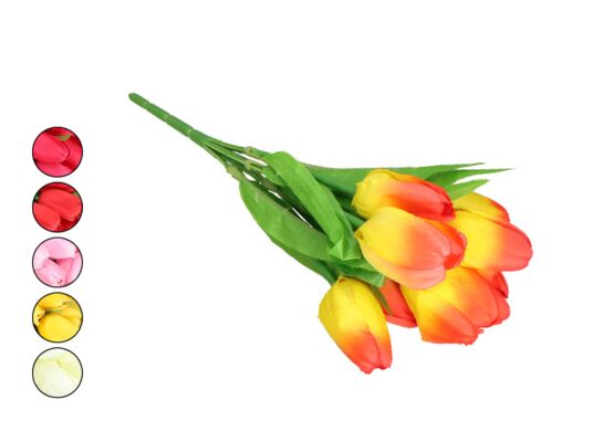 Bukiet 9 kwiatów sztucznych tulipan mix kolorów