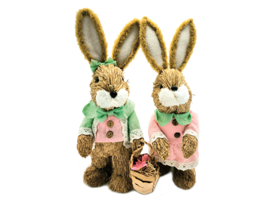 Figurka słomkowy zając wys. 14 cm mix wzorów