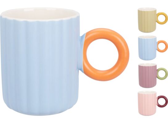 Kubek okrągłe ucho 370 ml różne kolory 1 szt.