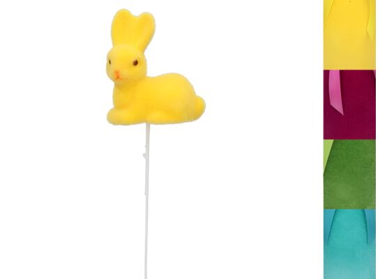 Zając flokowany na piku 20 cm różne kolory 1 szt.