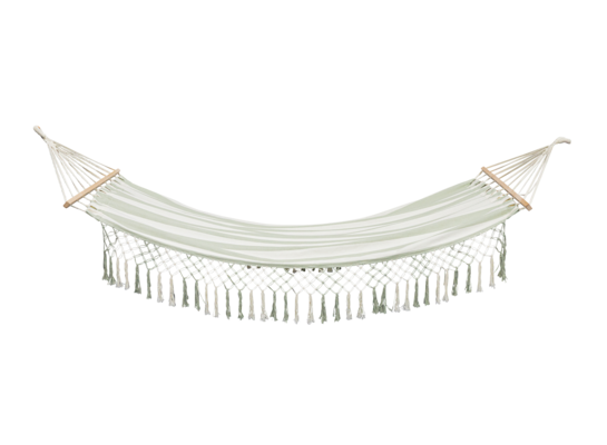 Hamak z frędzlami kremowo-miętowy