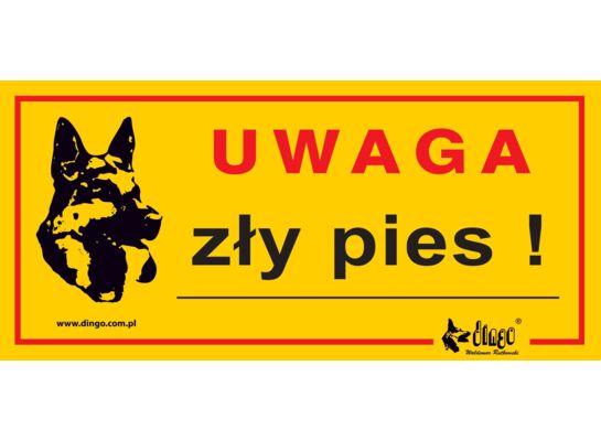 Tabliczka ostrzegawcza metalowa 'Uwaga zły pies' Dingo