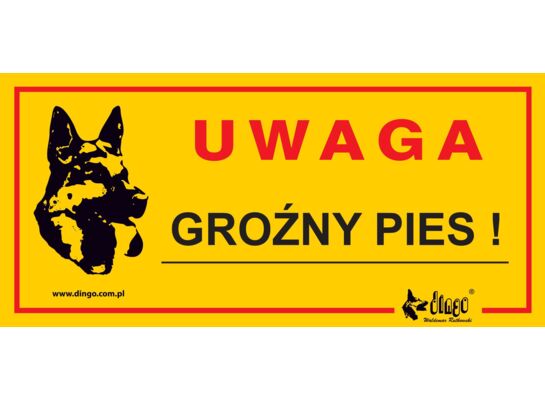 Tabliczka ostrzegawcza metalowa 'Uwaga groźny pies' Dingo
