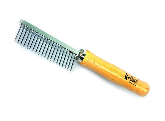 Grzebień metalowy z drewnianą rączką, 31 igieł, Dingo