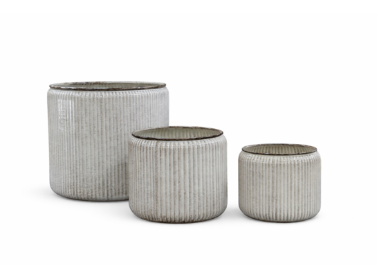 Zestaw 3 donic metalowych CYLINDERO STRIPE beżowy