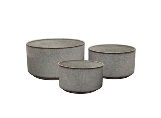 Zestaw 3 donic metalowych FEETED CYLINDRICAL BOWL szary