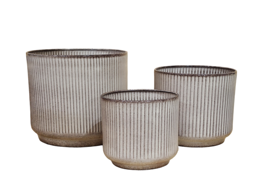 Zestaw 3 donic metalowych NILGIRI STRIPE beżowy