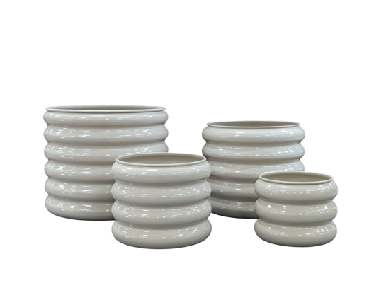 Donica metalowa BANGLE CYLINDERO śr. 20 cm wys. 16 cm kremowa