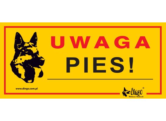 Tabliczka ostrzegawcza metalowa 'Uwaga groźny pies' Dingo